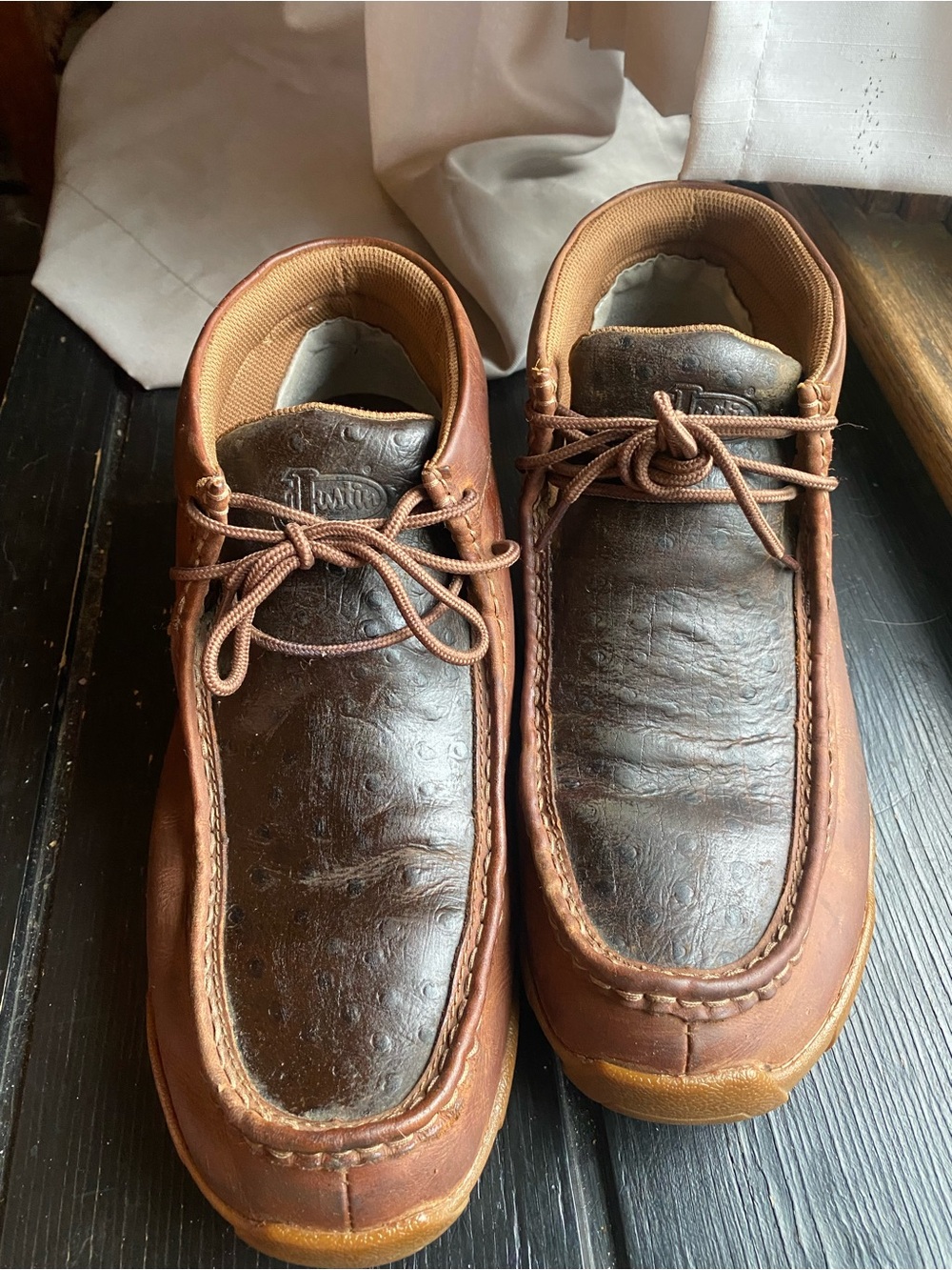Justin Boots Two-Tone Brown Leather Chukka Moccasins